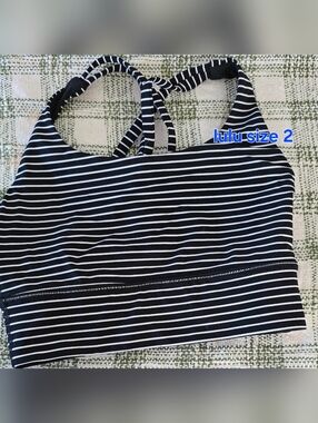 lululemon athletica Black and White Striped Sports Bra